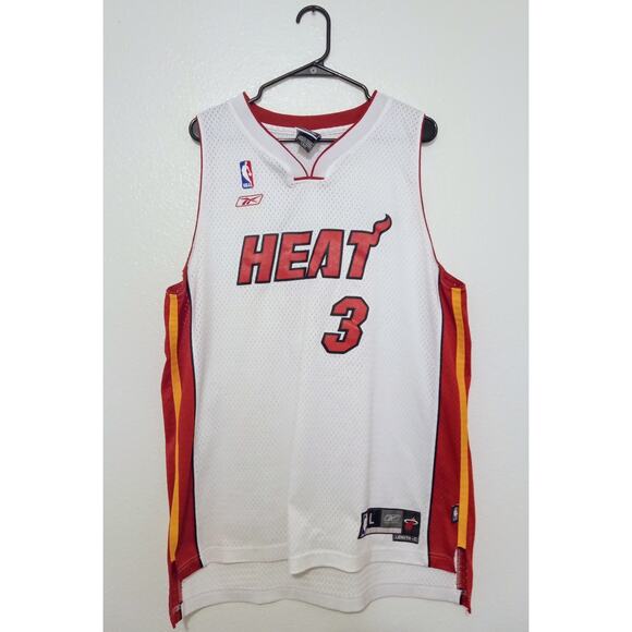 VINTAGE 00's Reebok Dwayne Wade Miami Heat NBA Jersey SZ L Basketball Authentic - Picture 1 of 5